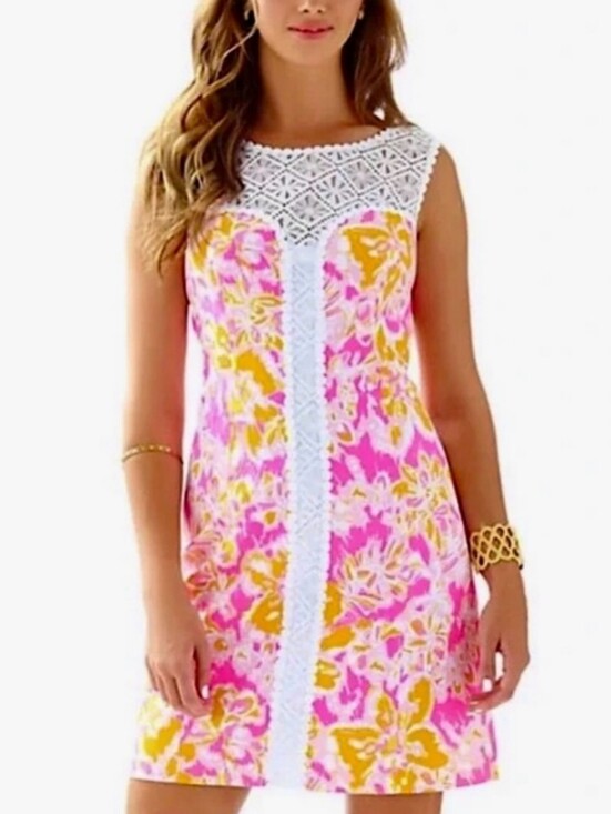 Lilly Pulitzer Dresses & Skirts - Lilly Pulitzer Pink, Yellow & White Floral Shift Dress